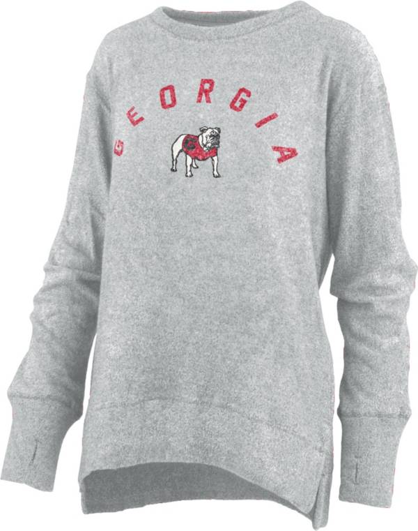 Pressbox Women's Georgia Bulldogs Grey Pacey Crew Pullover Sweatshirt