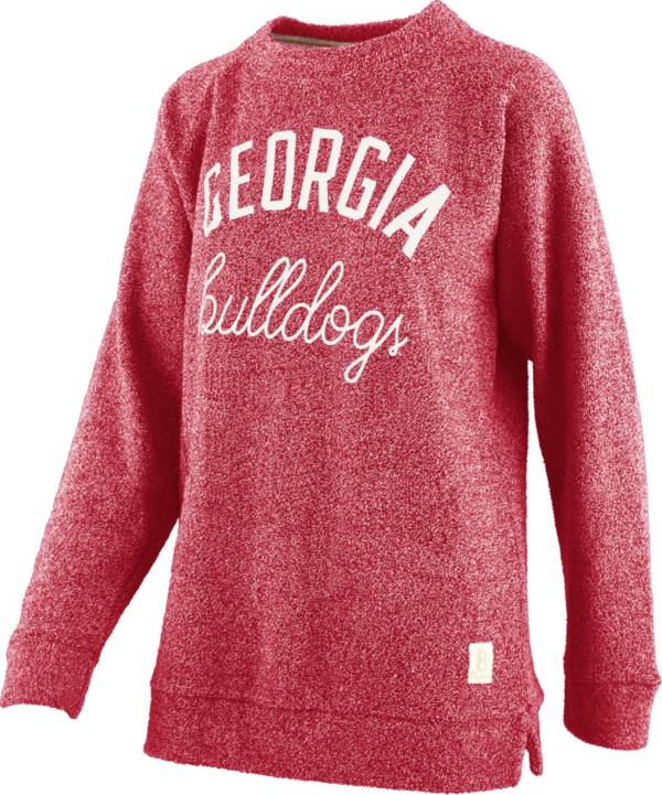 Pressbox Women's Georgia Bulldogs Red Daniela Terrycloth Crew Pullover Sweatshirt