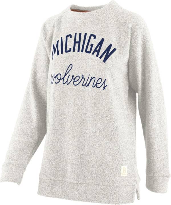 Pressbox Women's Michigan Wolverines White Daniela Terrycloth Crew Pullover Sweatshirt product image