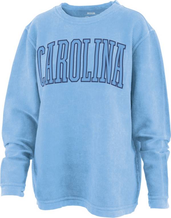 Pressbox Women's North Carolina Tar Heels Carolina Blue Corded Crew Pullover Sweatshirt