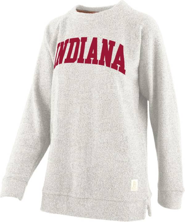 Pressbox Women's Indiana Hoosiers Oatmeal Terrycloth Crew Pullover Sweatshirt