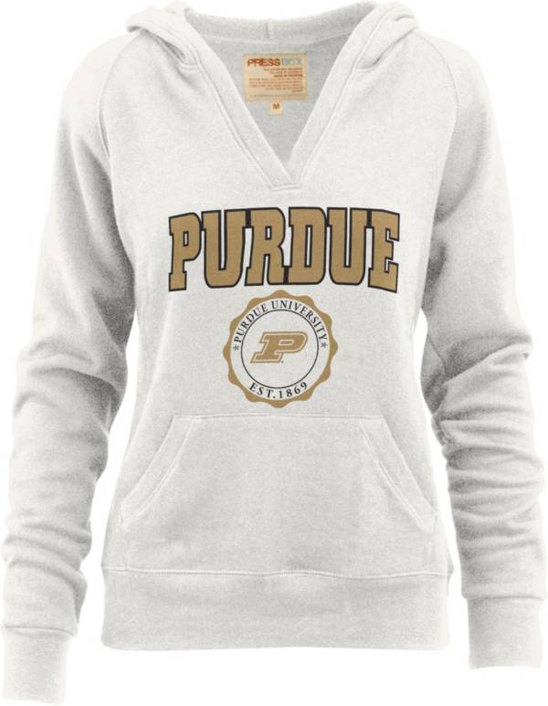 Pressbox Women's Purdue Boilermakers White Marilyn V-Neck Pullover Hoodie