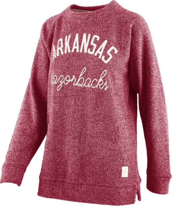 Pressbox Women's Arkansas Razorbacks Crimson Daniela Terrycloth Crew Pullover Sweatshirt