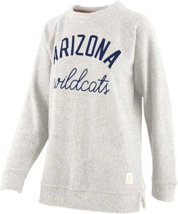 Pressbox Women's Arizona Wildcats White Daniela Terrycloth Crew Pullover Sweatshirt