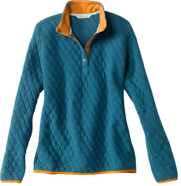 Womens Orvis 1/4 Zip Pullover Sweatshirt Royal Blue Pockets Medium