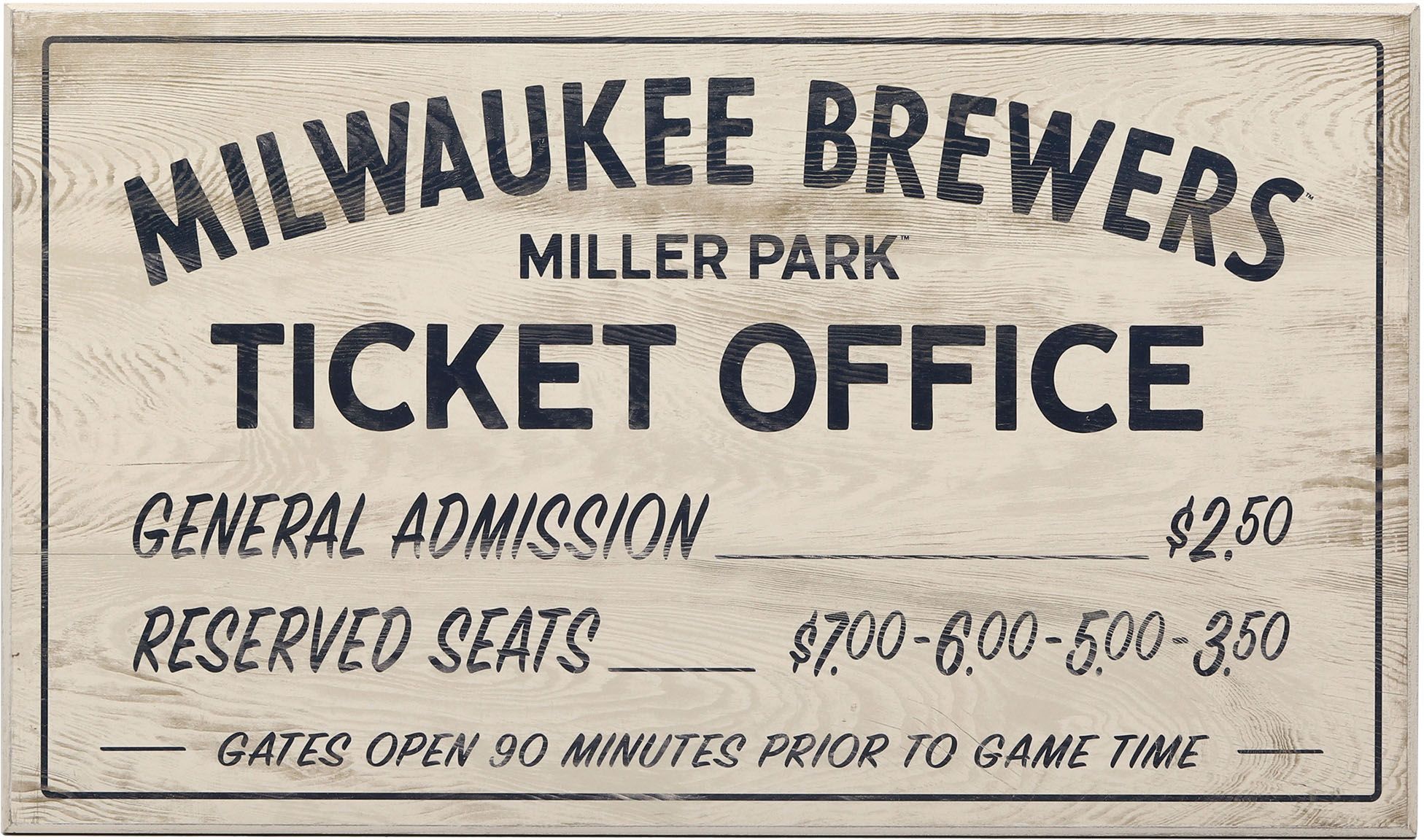 Open Road Milwaukee Brewers Ticket Office Sign