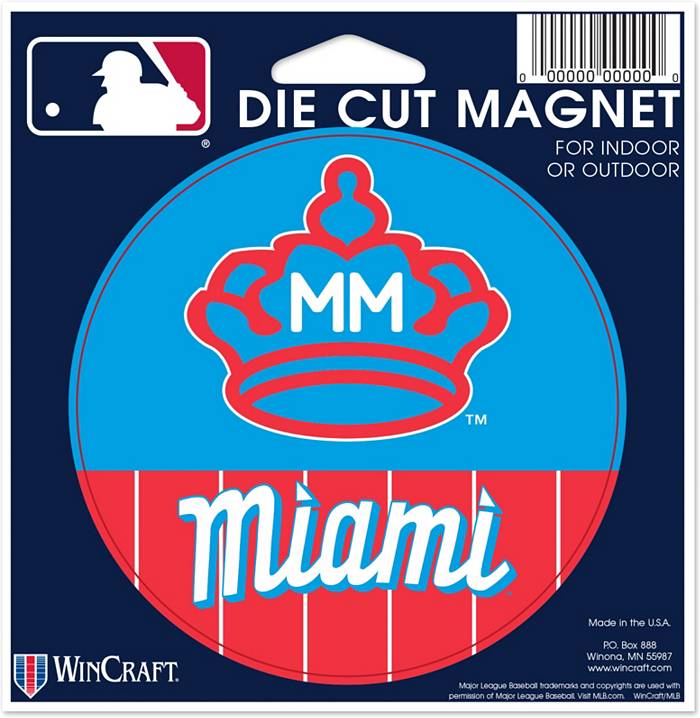 Miami Marlins Logo Type w/ Marlin & baseball MLB Baseball Die-Cut  MAGNET