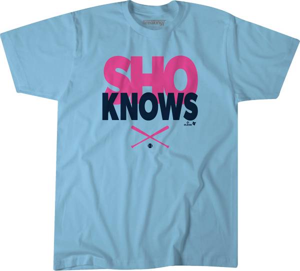 BreakingT Men's Blue "Sho Knows" Graphic T-Shirt product image
