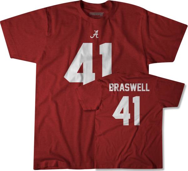 BreakingT Men's Alabama Crimson Tide Chris Braswell #41 Crimson T-Shirt