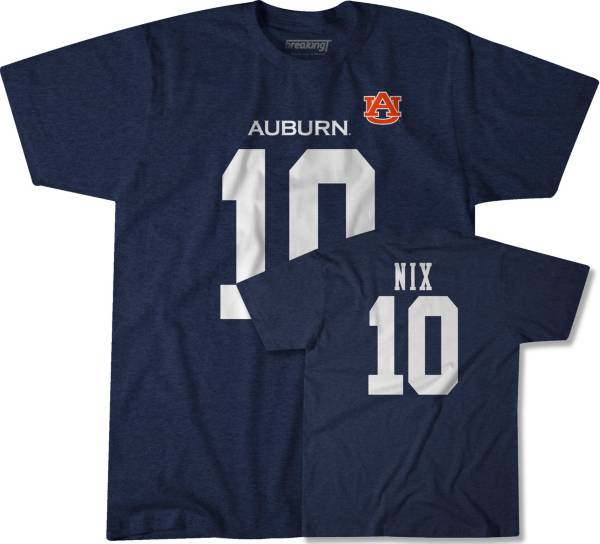 BreakingT Men's Auburn Tigers Bo Nix #10 Blue T-Shirt