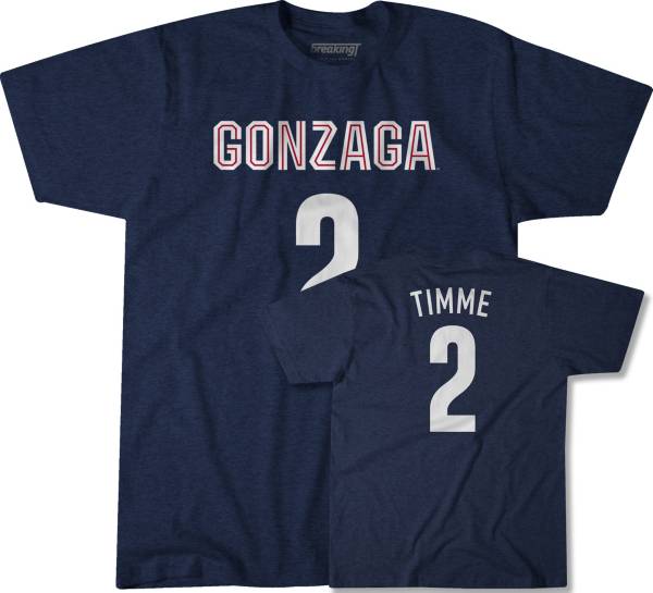 BreakingT Men's Gonzaga Bulldogs Basketball Drew Timme #2 Blue T-Shirt