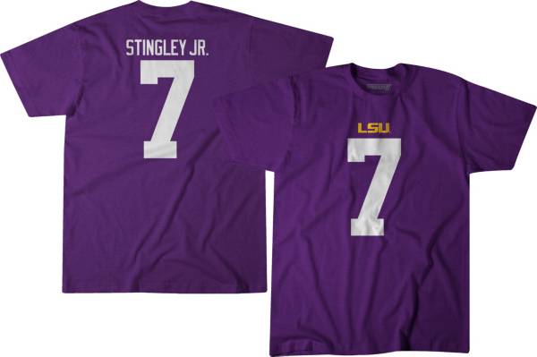 BreakingT Men's LSU Tigers Derek Stingley Jr. #7 Purple T-Shirt