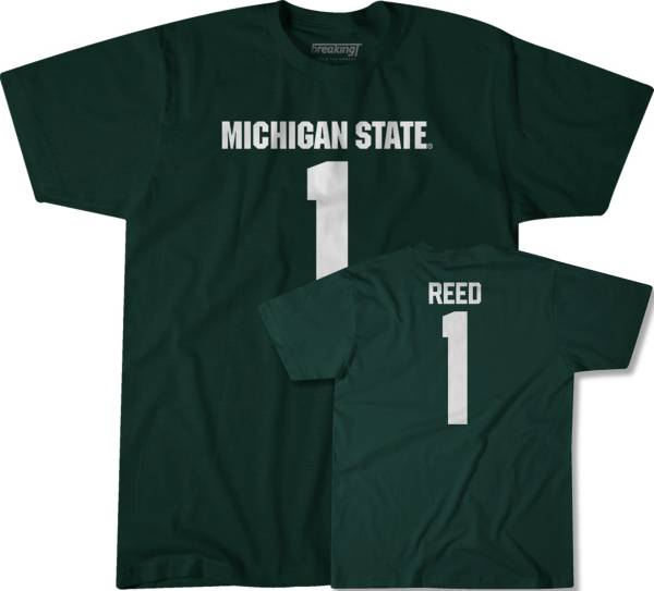 BreakingT Men's Michigan State Spartans Green Jayden Reed #1 T-Shirt