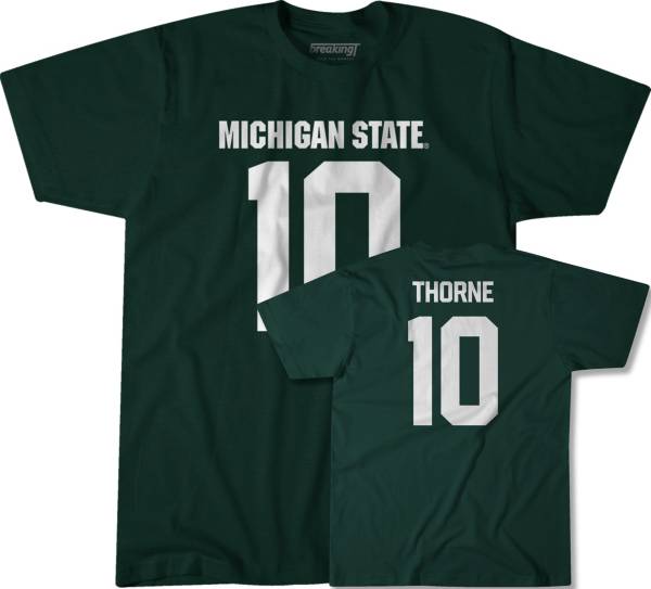 BreakingT Men's Michigan State Spartans Green Payton Thorne #10 T-Shirt