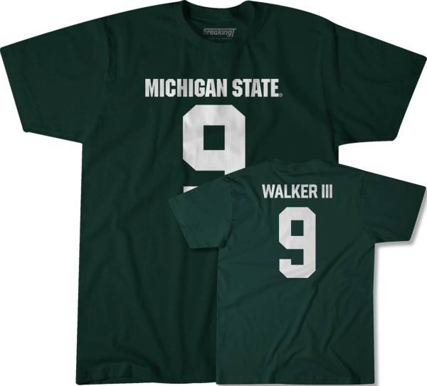 BreakingT Men's Michigan State Spartans Green Kenneth Walker III #9 T-Shirt