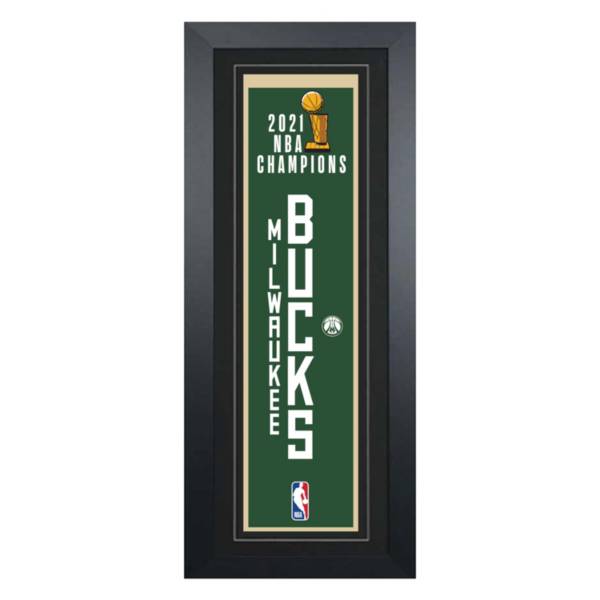 Winning Streak 2021 NBA Champions Milwaukee Bucks Framed Heritage Banner