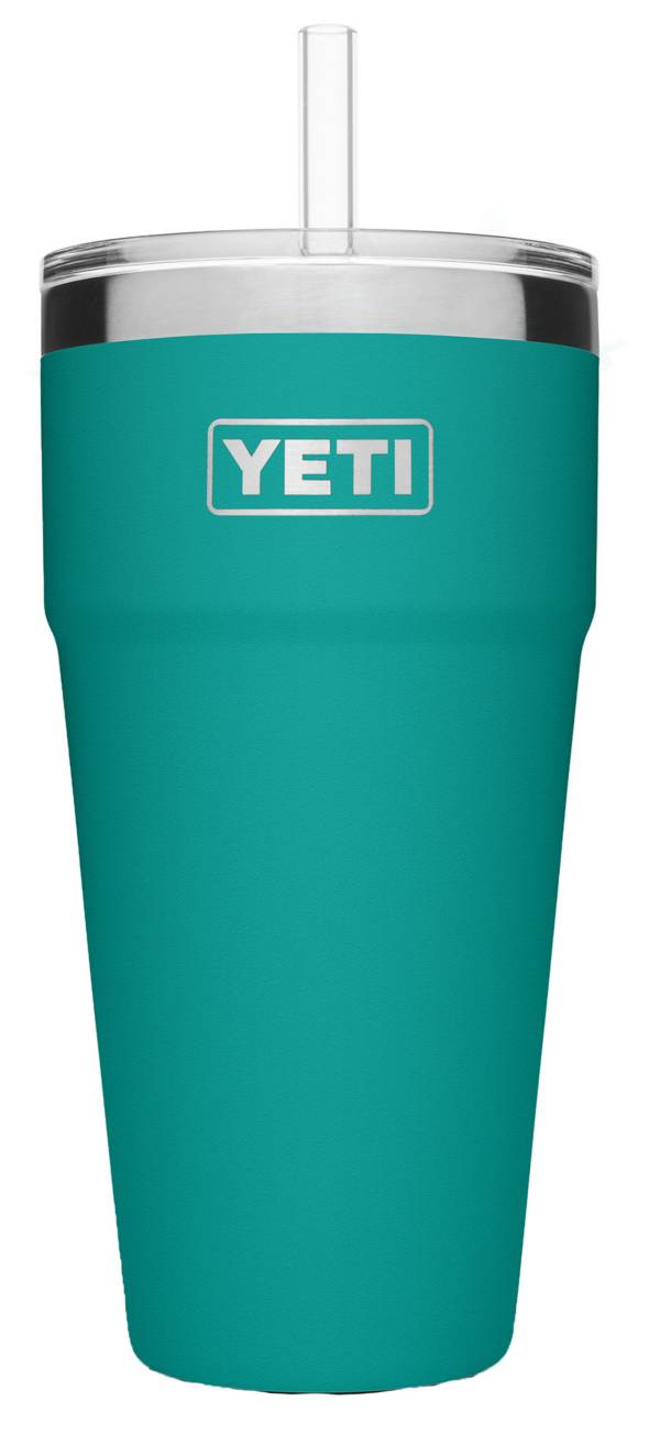 white yeti with straw lid