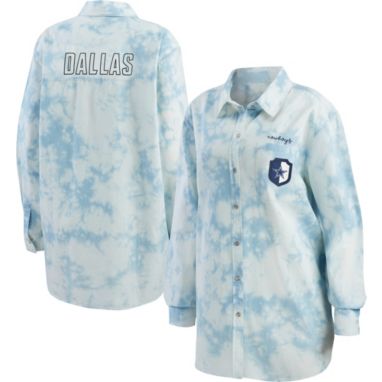 sorry, WEAR by Erin Andrews Women's Dallas Cowboys Denim Dye Navy Button Down is currently out of stock