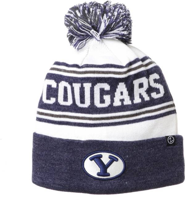 Zephyr Men's BYU Cougars Blue Finish Line Knit Pom Beanie