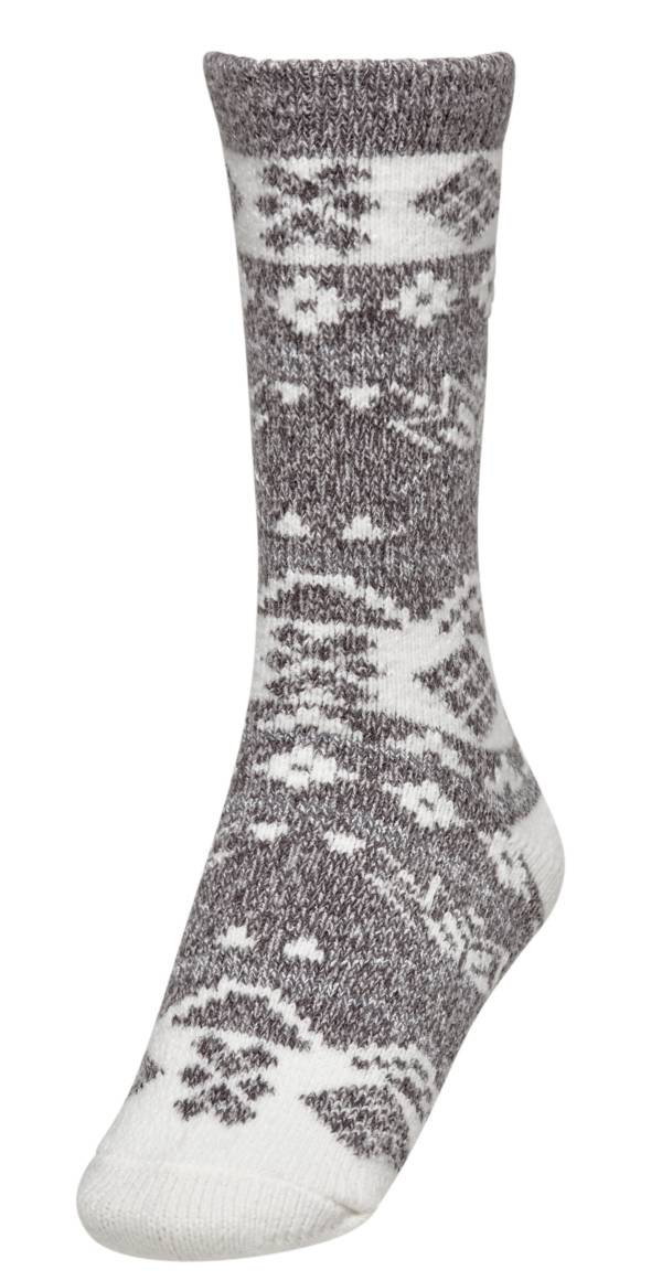 Fireside Women's Cozy Lodge Mid Crew Socks in Black FZY Snwflk