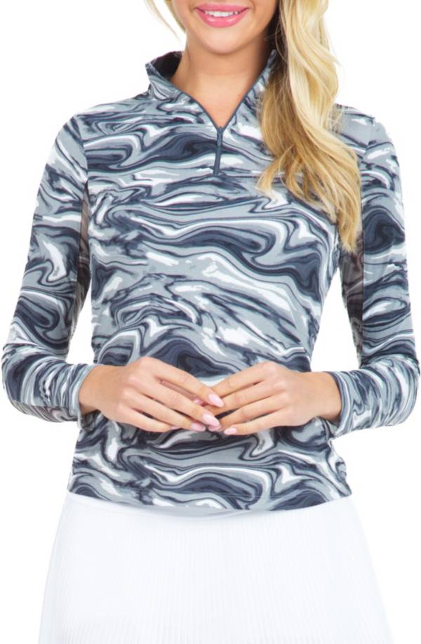 IBKUL Women's Devin Long Sleeve Mock Neck Golf Sun Shirt