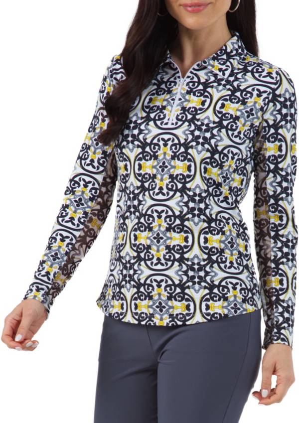 IBKUL Women's Alice Print Long Sleeve Golf Polo