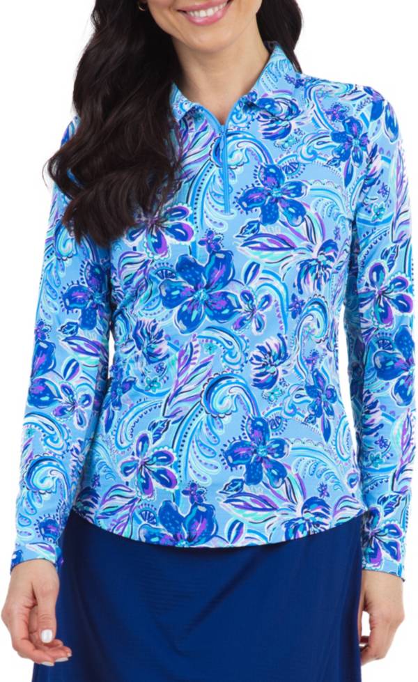 IBKUL Women's Allie Print Long Sleeve Golf Polo