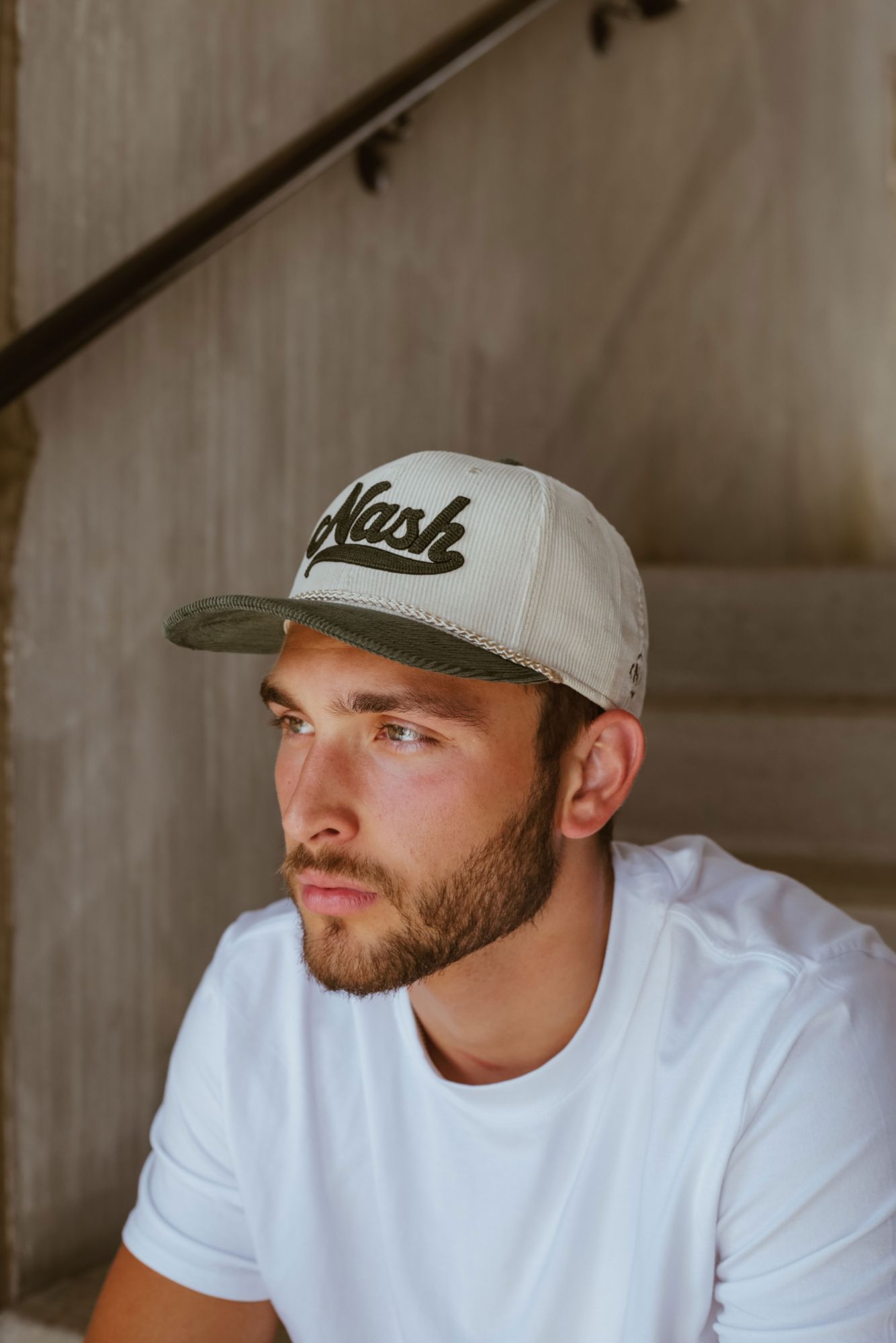 Nash Adult Nashville Beige/Green Script Cord Hat product image