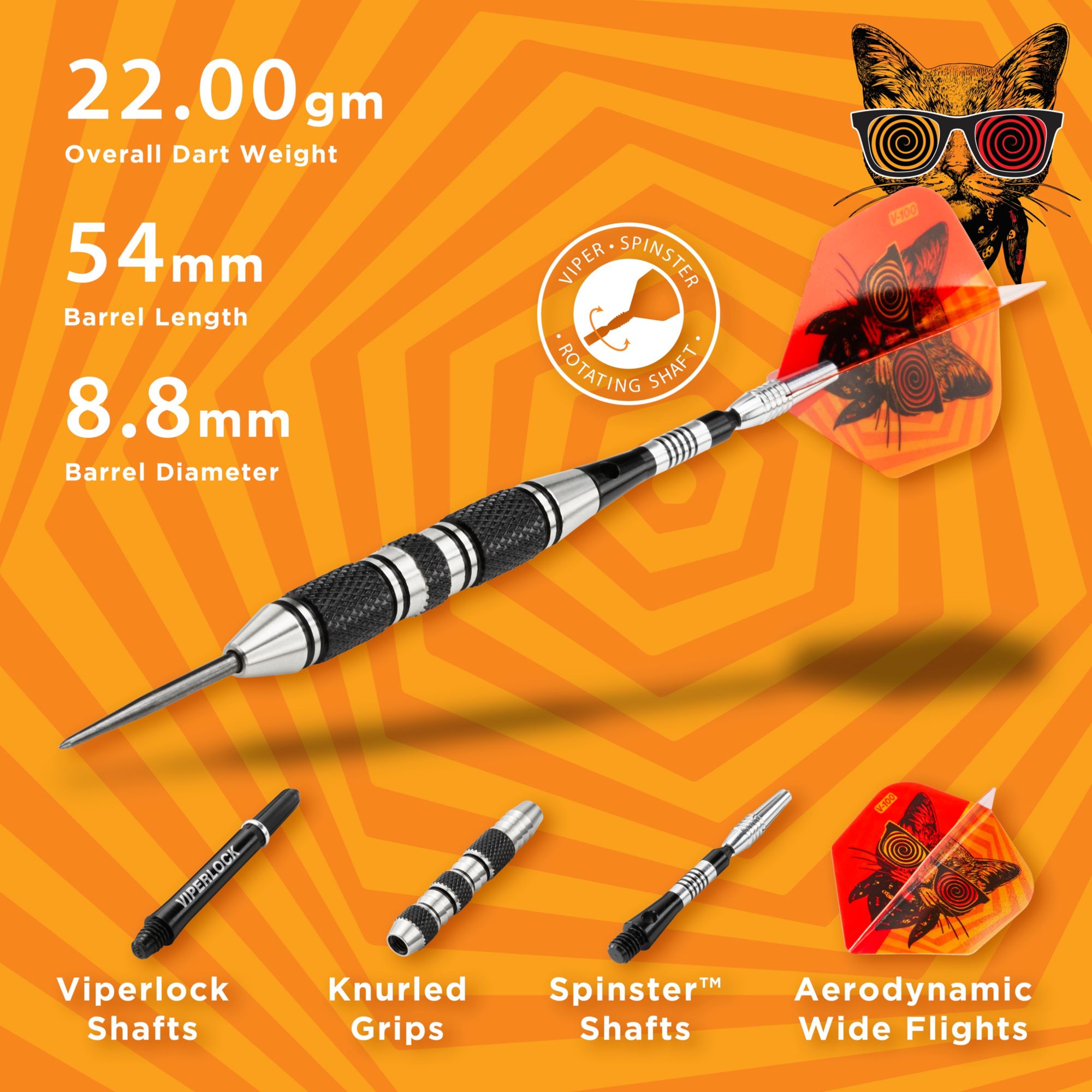 Viper Freak 22g Three Knurled Rings Barrel Steel Tip Darts product image