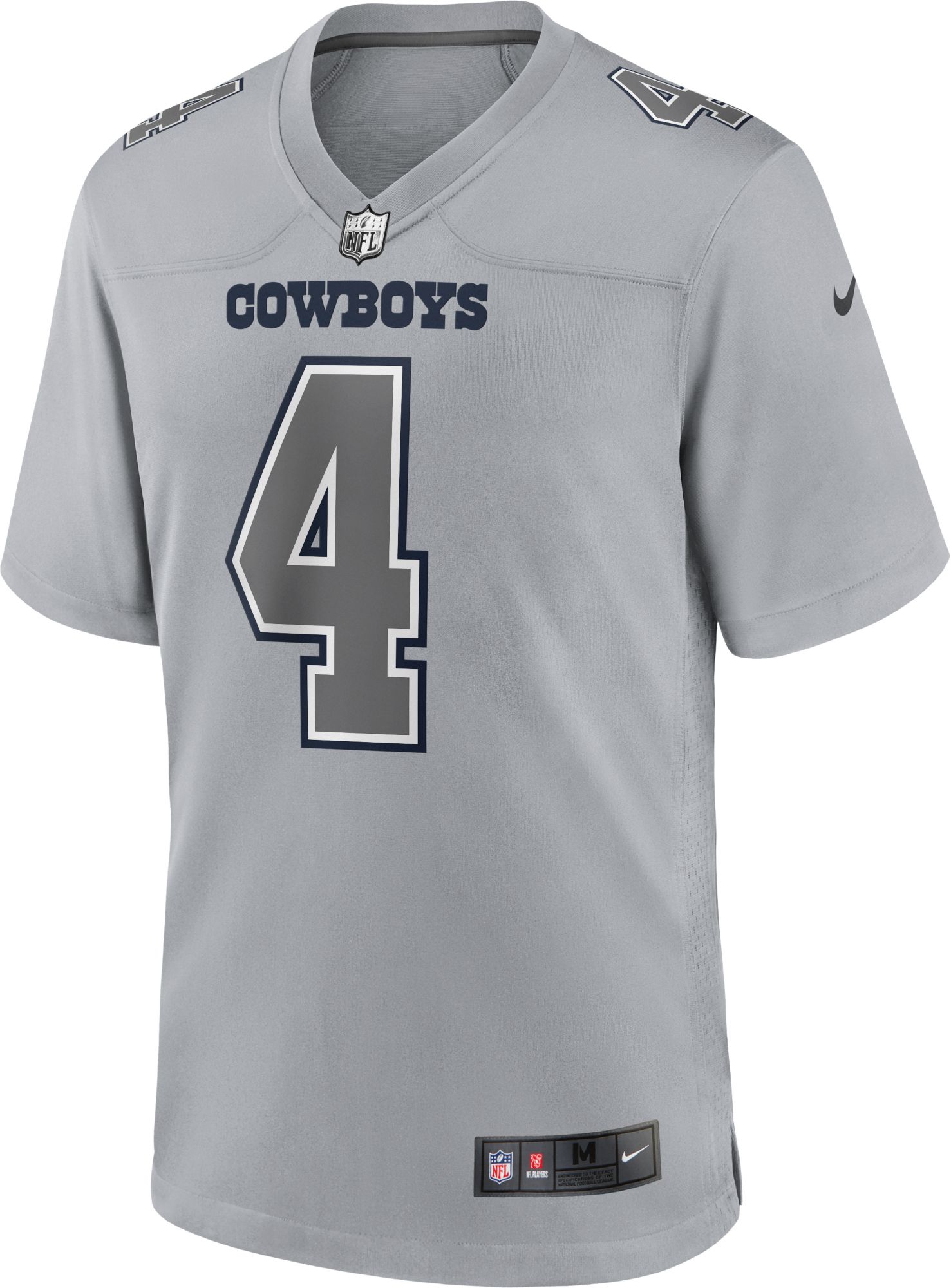 Nike Dallas Cowboys No4 Dak Prescott Anthracite Salute to Service Men's Stitched NFL Limited Therma Long Sleeve Jersey