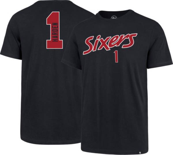 47 Men's Philadelphia 76ers James Harden #1 Super Rival T-Shirt - Navy - L (Large)