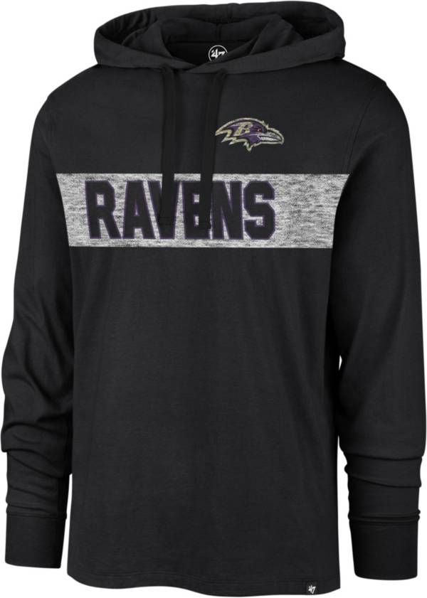 '47 Men's Baltimore Ravens Field Franklin Black Long Sleeve Hooded T-Shirt product image