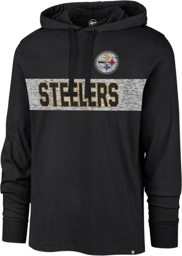 '47 Men's Pittsburgh Steelers Field Franklin Black Long Sleeve Hooded T-Shirt product image