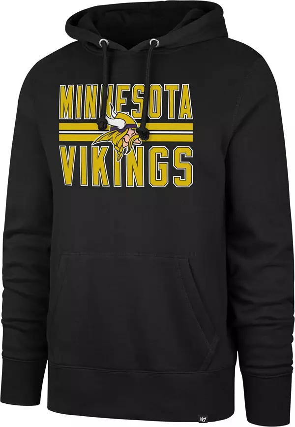 47 Men's Minnesota Vikings Stripe Pullover Black Hoodie