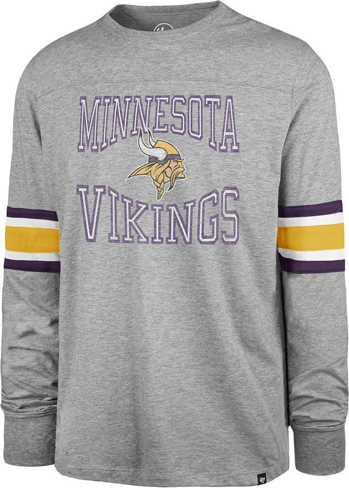 '47 Men's Minnesota Vikings Cover 2 Grey Long Sleeve T-Shirt