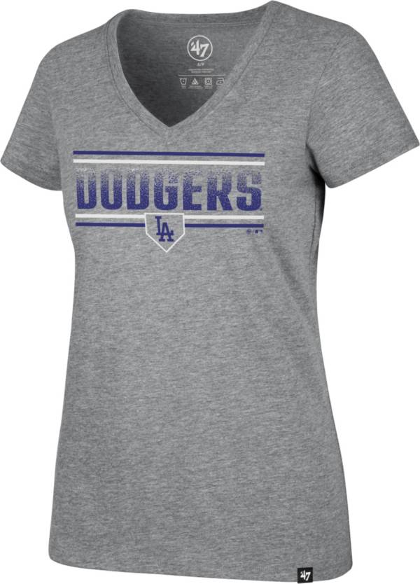 '47 Women's Los Angeles Dodgers Gray Dazzle Rival V-Neck T-Shirt product image