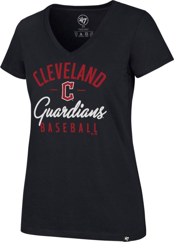 '47 Women's Cleveland Guardians Navy Rival Script V-Neck T-Shirt product image
