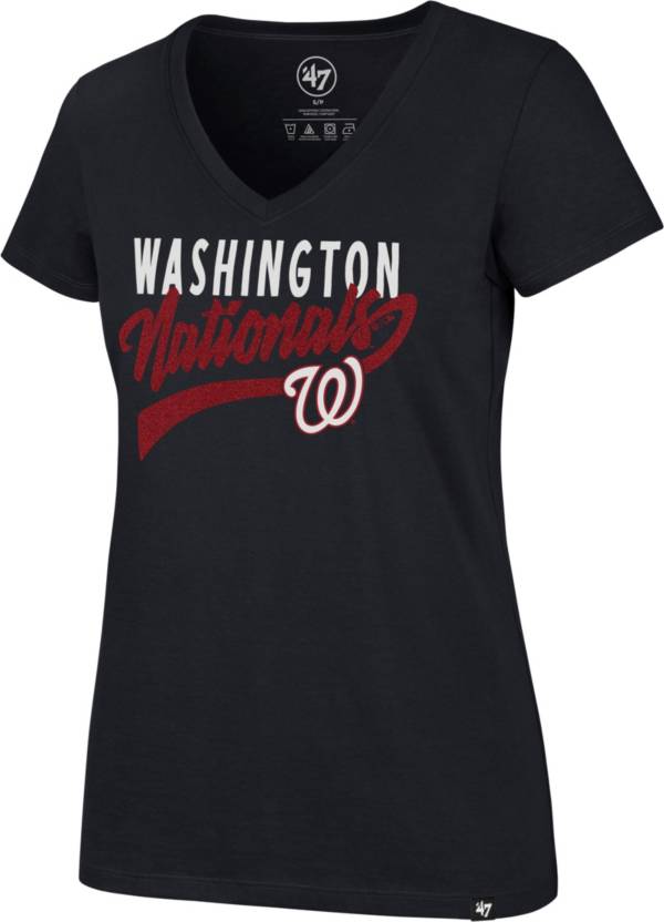 '47 Women's Washington Nationals Navy Glitter Rival V-Neck T-Shirt product image