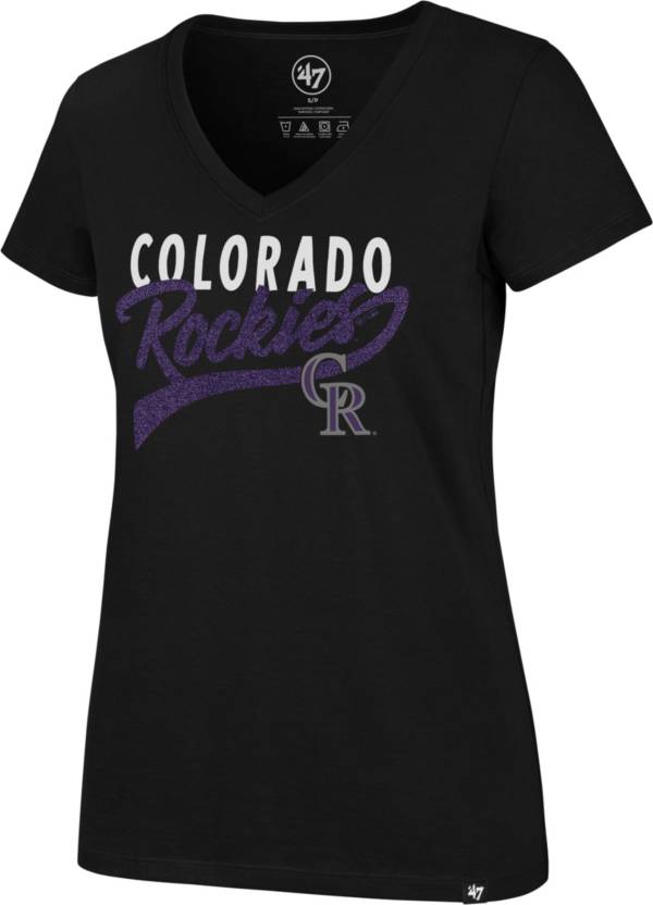 '47 Women's Colorado Rockies Black Glitter Rival V-Neck T-Shirt product image
