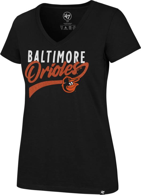 '47 Women's Baltimore Orioles Black Glitter Rival V-Neck T-Shirt product image