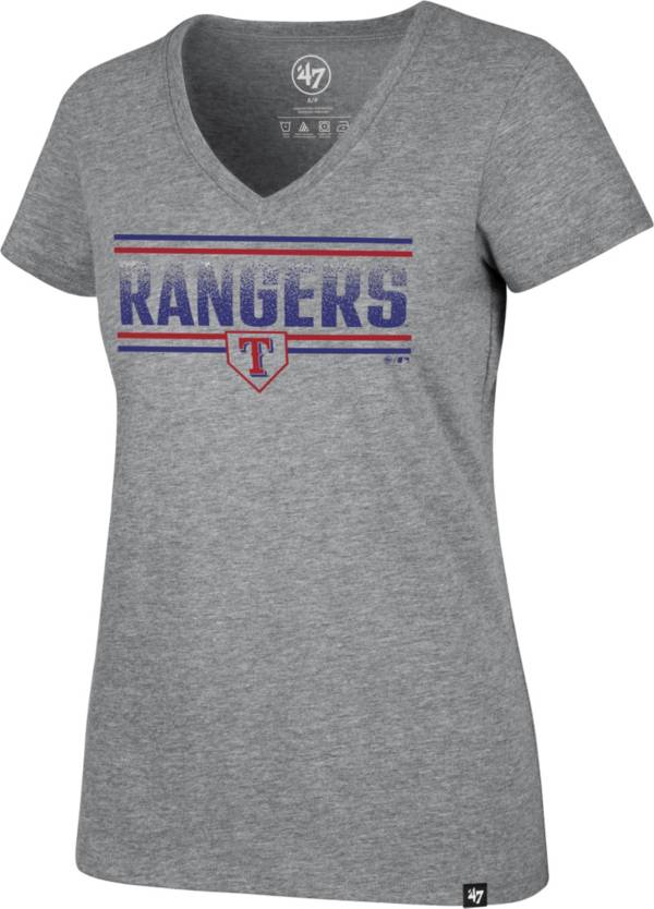 '47 Women's Texas Rangers Gray Dazzle Rival V-Neck T-Shirt product image