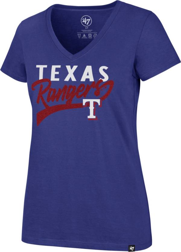 '47 Women's Texas Rangers Royal Glitter Rival V-Neck T-Shirt product image
