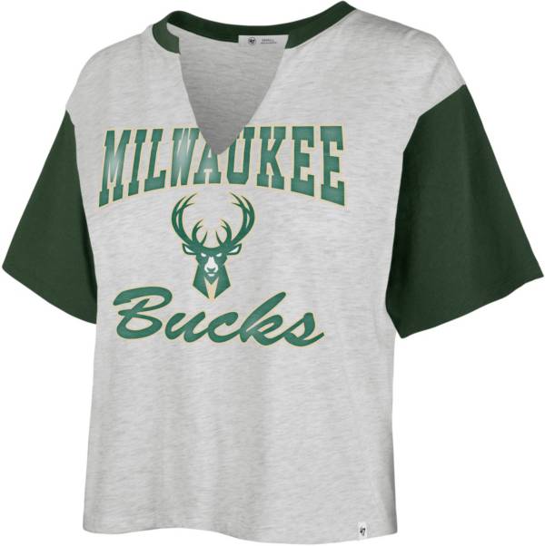 '47 Women's Milwaukee Bucks Grey Dolly Cropped T-Shirt product image