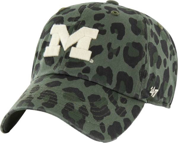 '47 Women's Michigan Wolverines Green Cheetah Clean Up Adjustable Hat product image