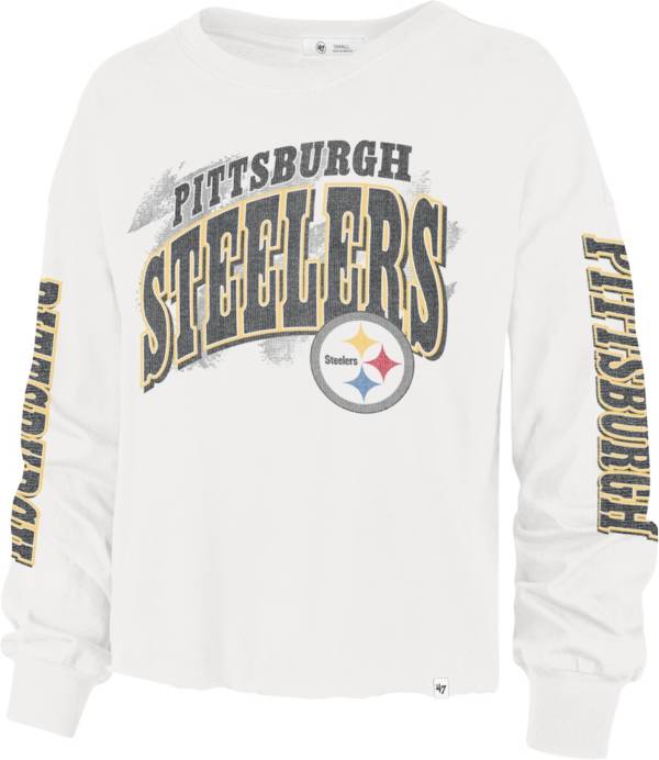 '47 Women's Pittsburgh Steelers Brushback Parkway Sandstone White Long Sleeve T-Shirt product image