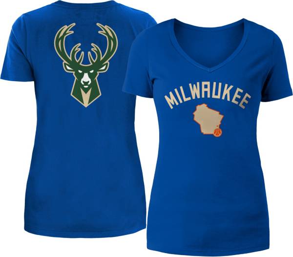 5th & Ocean Women's 2022-23 City Edition Milwaukee Bucks Royal V-Neck T-Shirt product image