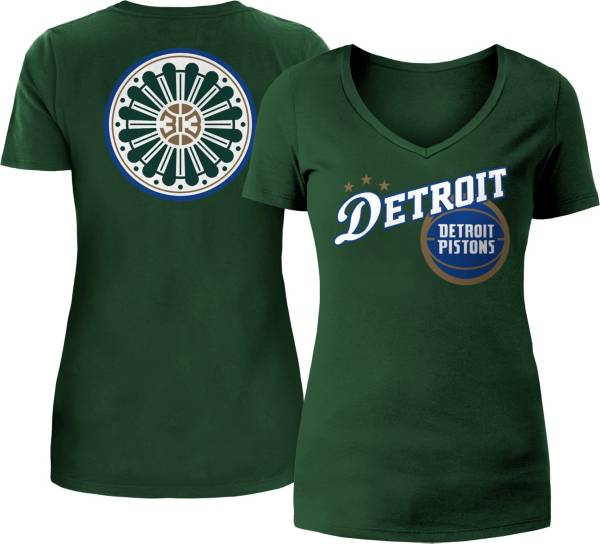 5th & Ocean Women's 2022-23 City Edition Detroit Pistons Green V-Neck T-Shirt product image