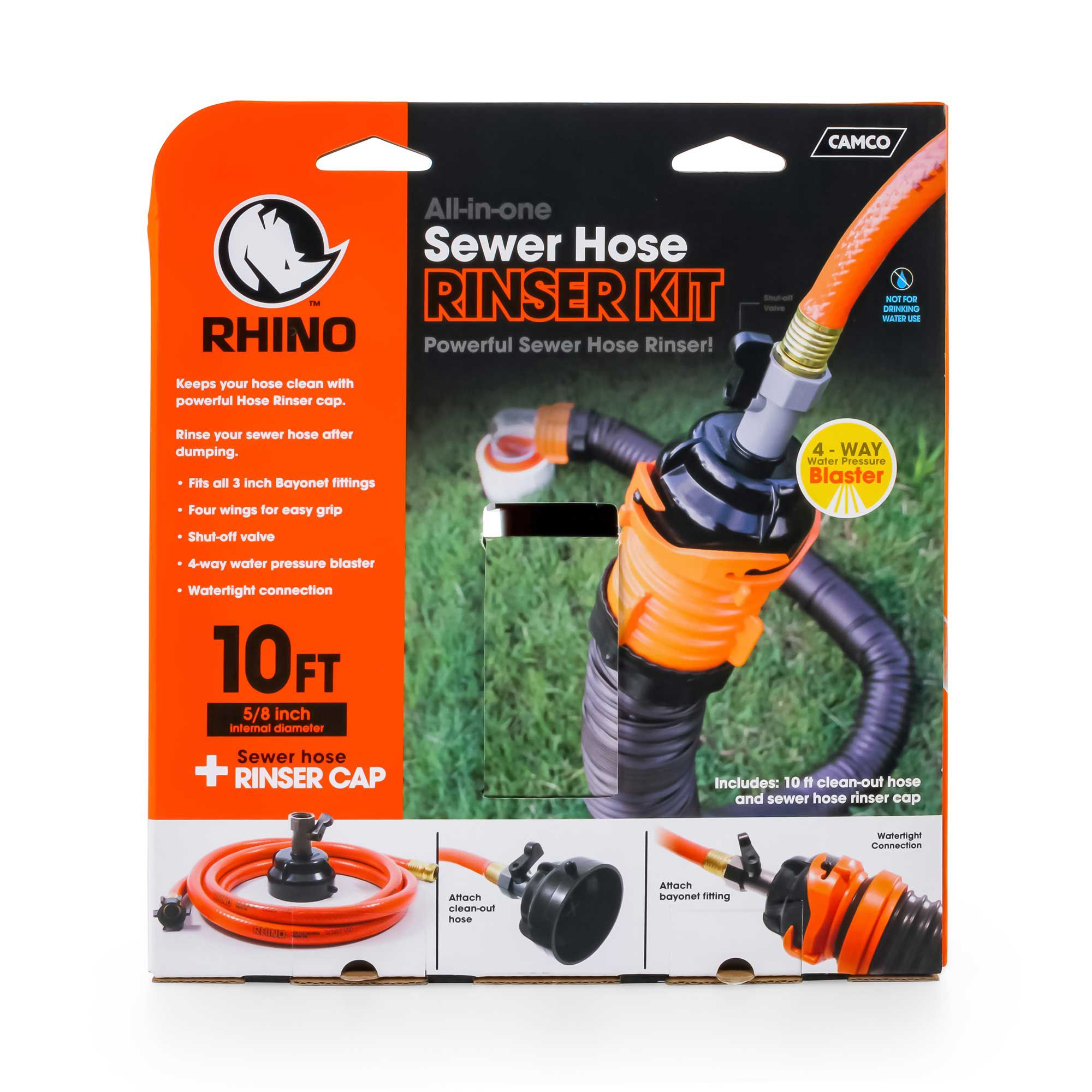 Camco RhinoFlex 10' Clean Out Hose with Rinser Cap product image
