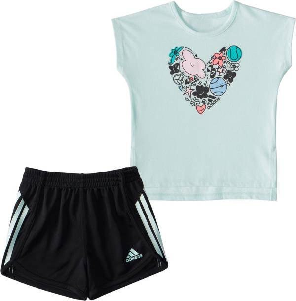 adidas Infant Girls' 2 Piece Graphic T-Shirt and Mesh Shorts Set product image