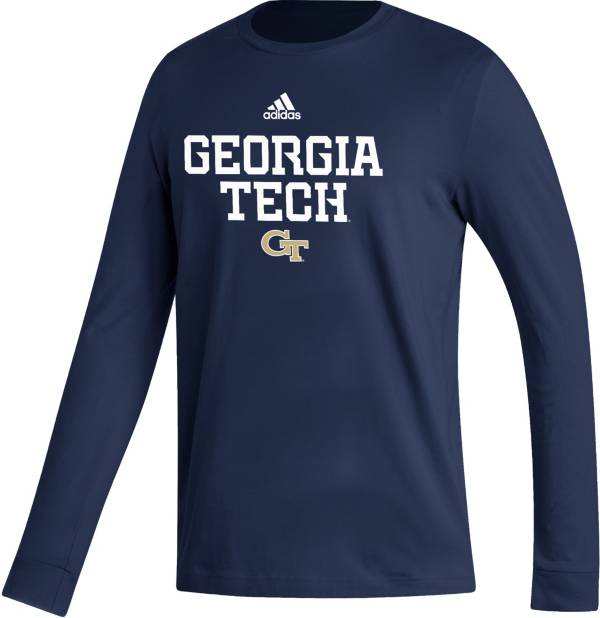adidas Men's Georgia Tech Yellow Jackets Navy Fresh Wordmark Long Sleeve T-Shirt product image